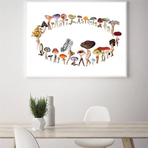 Nordic abstract canvas painting cute mushroom poster wall art printing sexy ass picture modern room home decoration frameless