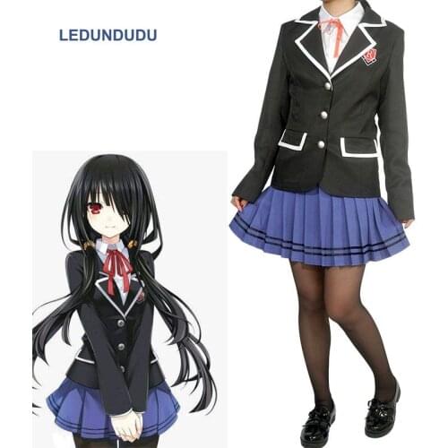 Anime DATE A LIVE Cosplay Costumes Tokisaki Kurumi Clothes Women School Uniform for Halloween Party