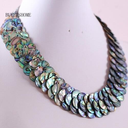 Free Shipping Jewelry Natural Blue New Zealand Abalone Shell Necklace 20" 1Pcs E395