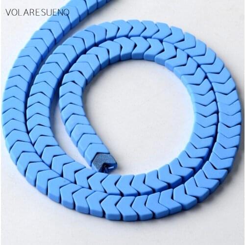 Natural Sky Blue Rubber Hematite Stone Arrows Beads Matte Space Loose Beads For Jewelry Making Diy Bracelet Jewellery 6*3mm 15