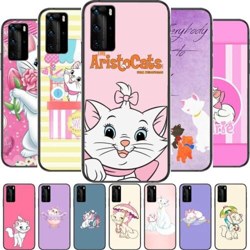 Cute Disney Cat Phone Case For Huawei P40 p30 P20 10 9 8 Lite E Pro Plus Black Etui Coque Painting Hoesjes comic fas