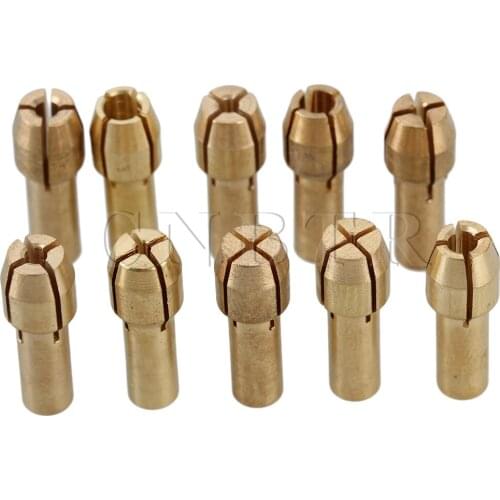 CNBTR Golden 4.3mm Shank Brass Collet Bit Electric Grinder Grinding Drill Chuck Holder Set of 10