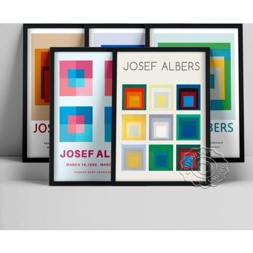 Josef Albers Exhibition Museum Poster, Adobe Variant Geometric Abstract Art Prints, The Return To The Angular Wall Picture Decor