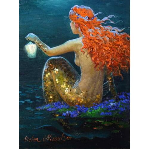 Home Art Decor Fantasy Vintage Mermaid Oil Painting Picture Printed On Canvas For The Sitting Room Adornment Art v3