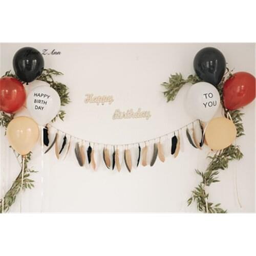 Jane Z Ann INS Earth Color Feather Hanging Flag Birthday Party Theme Package 1 Year Old Baby Photography Prop Photo Scene