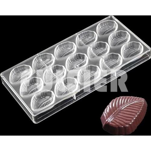 3D Leaves Shaped Polycarbonate Chocolate Mold For Baking Pastry BonBon Candy Mould Confectionery Tool Bakeware