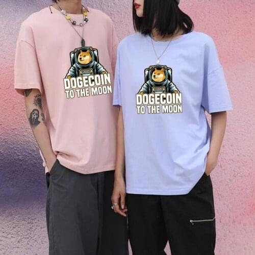 Harajuku Style Black T Shirt Men Cartoon Shiba Astronaut Printed Tshirt Kpop Fashion Streetwear Women Aesthetic Camisas Mujer