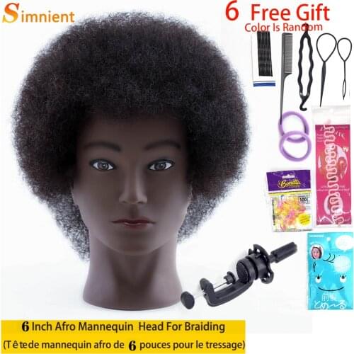 Afro Mannequin Heads With 100% Human Hair Hairdresser Training Head Manikin Cosmetology Doll Head For Practice Styling Braiding