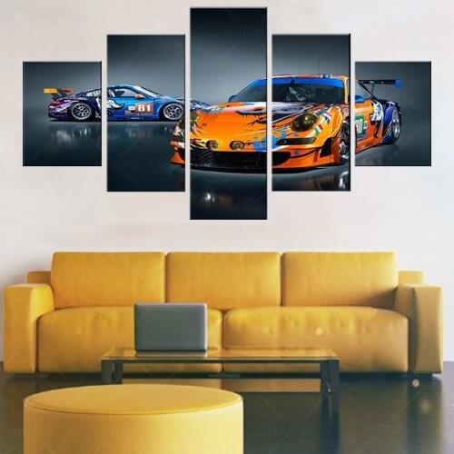 Motorsport Painting On Canvas Print Type Modern Wall Art Decor Framework 5 Piece 911 GT3 Graffiti Racing Poster For Living Room