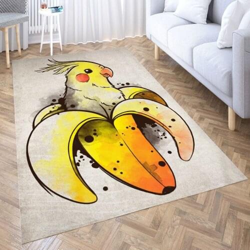 Banana parrot Carpet for Living Room 3D Anime Cartoon Rug Gamer Teen Room Bedside Lounge Rug Kids Children Floor Mats