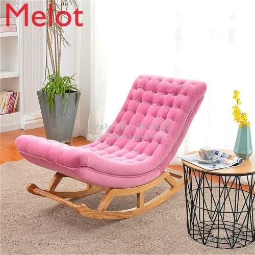 Custom Nordic simple rocking chair with armrest lounge chair fun lounge chair lazy sofa single nap European leisure chair