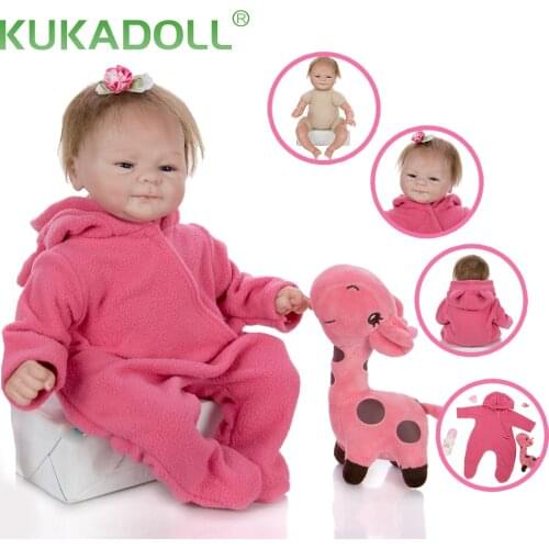 KUKADOLL Newset 17 Inch Reborn Baby Girl Doll 42 CM Cloth Body Bebe Reborn Realista Dolls For Toddler Early Education Xmas Gifts