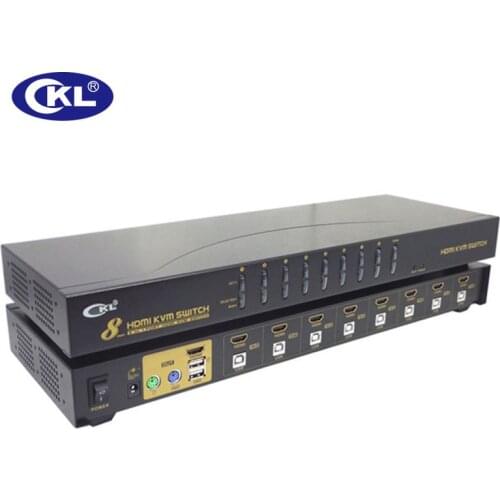 KVM Switch HDMI 8 Port with USB PS/2 Support Auto Scan for Computers Servers Laptop DVR NVR 1080P 3D Rack Mount CKL-9138H
