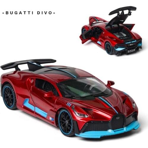 Metal Sports Car Model 1/32 Bugatti DIVO limited Super Sport Toy Car Alloy Diecast Sound Light Pull Back Collection Car