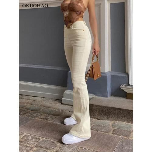 Fashion Streetwear Elastic Jeans Women Y2k Flared Skinny High Waist Mom Jeans Wash Soft Casual Autumn Clothing Long Pants New
