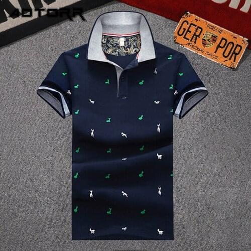 Men Printed Polo Shirt Fashion Business Short Sleeve Summer Pure Cotton Casual Embroidered Polo Shirts Mens Breathable T-shirt