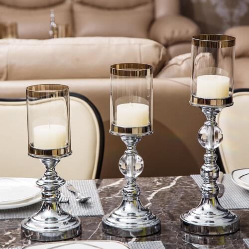 Creative European Crystal Candlestick Decoration Romantic Table Decoration Heat Resistant Glass Candle Holder Set Of 3