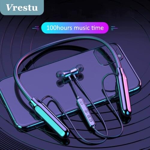 100 Hours Endurance Wireless Headphone Bass 5.0 Bluetooth-compatible Earbuds Magnetic 9D Stereo Neckband Earphone Sport Headset