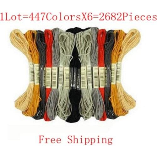 Discount Shop 1Lot=2682Pieces(447 ColorsX6Sets) Cross Stitch Thread Similar DMC Thread Knitting Thread Free Shipping