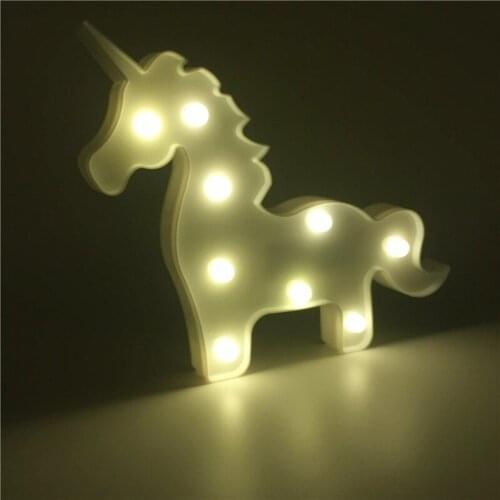 Lovely 3D Unicorn Shaped Animal Night Light Novelty Marquee Childrens DAY Gift Bedroom Christmas Decoration AA Battery Operated