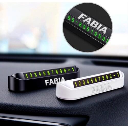 1PCS New Car Styling Temporary Parking Card Phone Number Card plate For SKODA FABIA Auto Interior Accessories