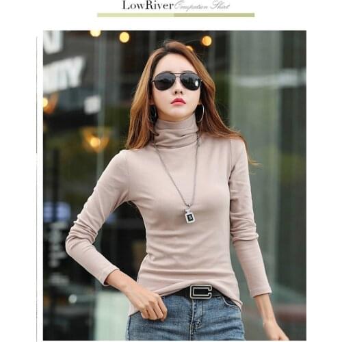 New Fashion Women Pullover High Neck Slim Fit Thin Long Sleeve Solid Color Pullover Top Spring Autumn Bottoming Shirt