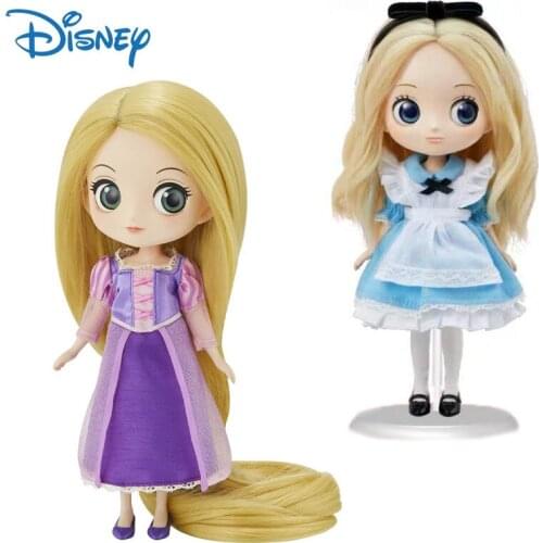 Disney Genuine Q Posket Alice Rapunzel Princess Action Figure Collection Model Kawaii Anime Figure Dolls Gifts for Kids Toys