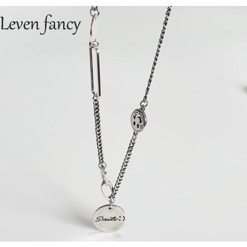 925 Sterling Silver Vintage Smiley Pendant Necklace Smile Face Expression Happy Necklace Delicate Jewelry Gift for Women Girls