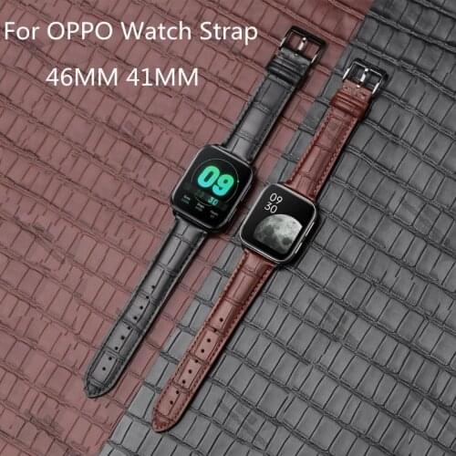 For OPPO Watch 46MM 41mm Strap Genuine Leather Watchbands High Quality Wrist Belt Bracelet For OPPO Watch Teel Pin Buckle Band