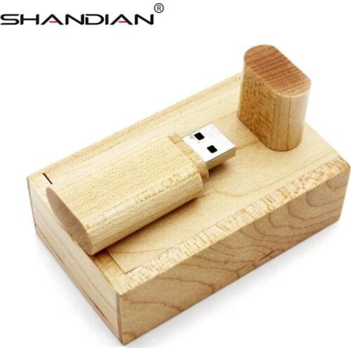 SHANDIAN Free custom logo New wooden usb flash drive gift box pendrive 4GB 16GB 32GB 64gb Flash Memory Stick U Disk wedding gift