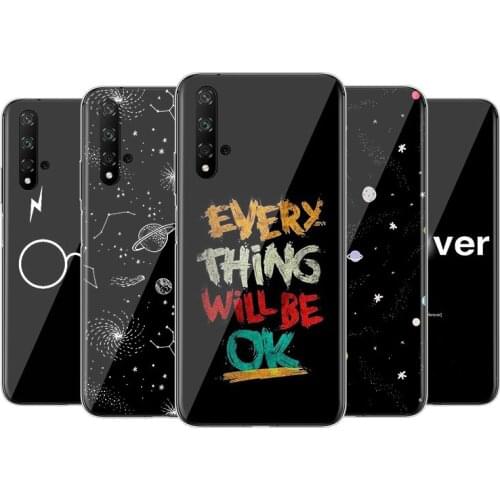 Black is not sad Silicone Cover For Huawei Honor 9X 9N 9 Lite 8S 8C 8X Play 8A 8 V9 3E 7A 7C Pro Phone Case