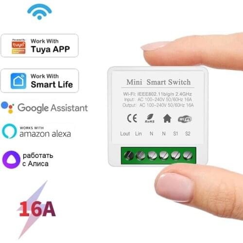 16A MINI Wifi Switch DIY 2-way Control Timer Switches Home Automation Modules For Tuya Smart Life Work With Alexa Google Home