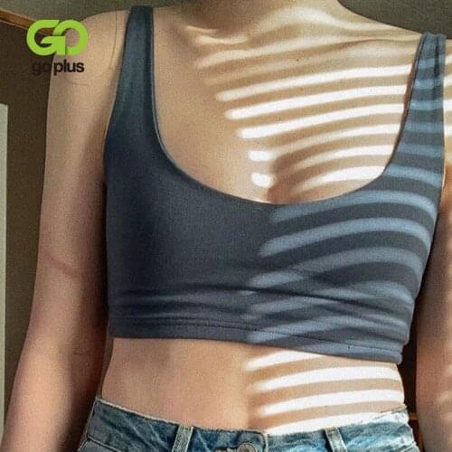 GOPLUS Y2k Crop Top Women Summer Sexy Black White Short Tank Tops Haut Tee Shirt Femme Camisetas Tirantes Mujer Verano C11187