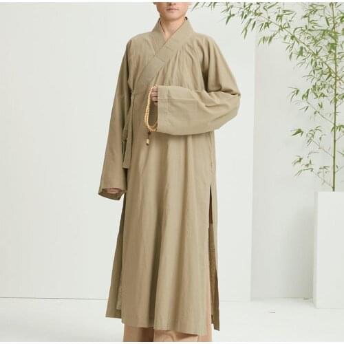 Unisex high quality linen&cotton buddhist zen lay clothing buddha gown shaolin monk kung fu meditation robe kesa suits
