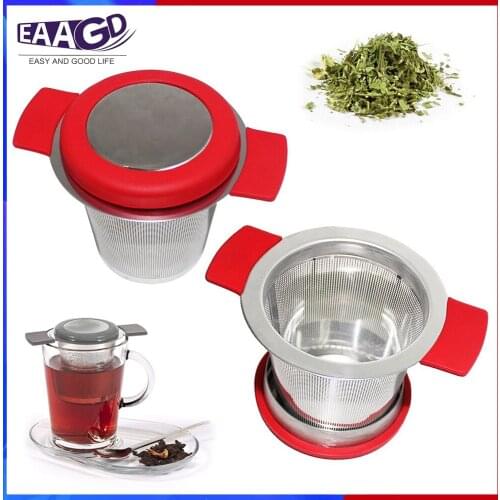 1Pcs Tea Infuser Stainless Steel Herb Tea Filter Removable Silicion Handles Tea Strainer Teaware Tea Accessories