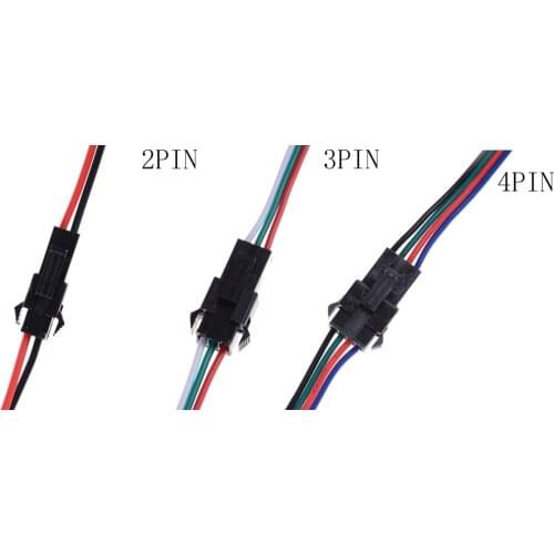 10pair 2/3/4 Pin Male&Female Connector Wire for 5050/3528 RGB Led Strip for led strip light Lamp tape Driver CCTV