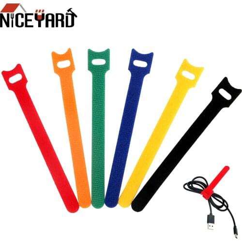 12*150mm Nylon 10Pcs/Set Electrical Supplies Hook Loop Fastener With Eyelet Holes Reusable Cable Ties Back To Back Cable Tie