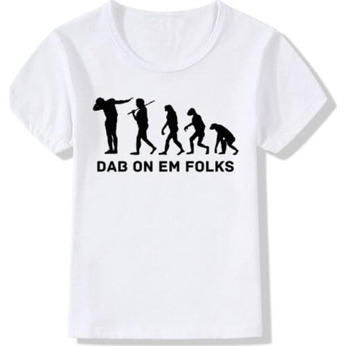 2019 Children Girls Boys Short Sleeve White T-shirt Kids Evolution Of A DAB Fashion Funny T Shirt Casual Baby Clothing, ooo797