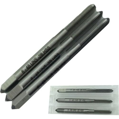 3pcs Hand Tap 6-48 UNS 3-Flutes HSS TAP SET Metalworking Tool High Quality