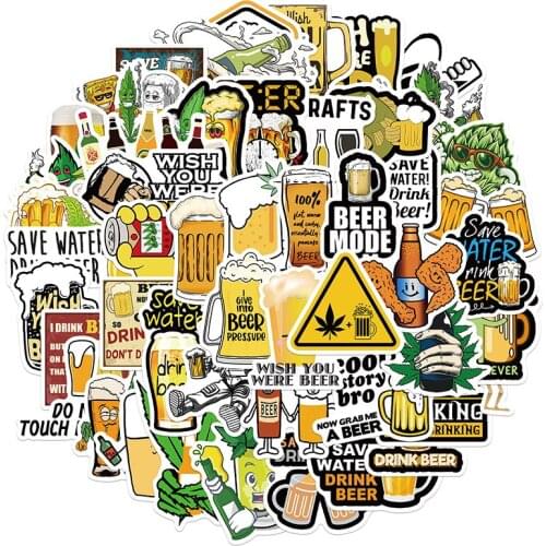 50PCS Funny Drink Beer Stickers Pack Spoof Expression Graffiti Decal For DIY Laptop Motorcycle Helmet Guitar Sticker