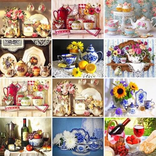 5D diy diamond painting flower porcelain art painting diamond embroidery mosaic decoration accept photo customization