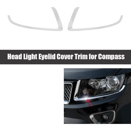 Car ABS Chrome Front Head Light Lamp Eyebrow Head Light Eyelid Cover Trim for Jeep Compass 2011-2015 Car Styling