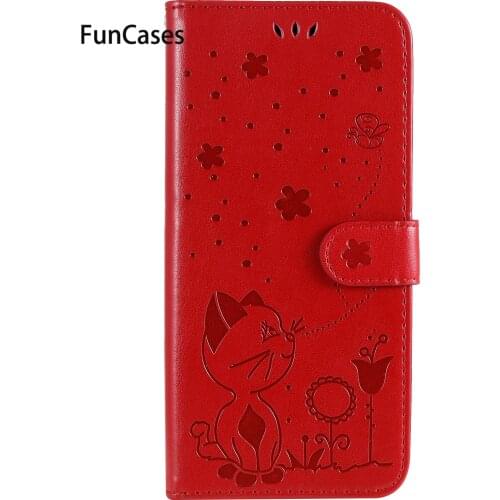 Cat And Bee Leaves Cases For Xiaomi coque Redmi 9C Cove Cute PU Leather Wallet Phone Case Capa Cover Redmi 9C phone case Pouch