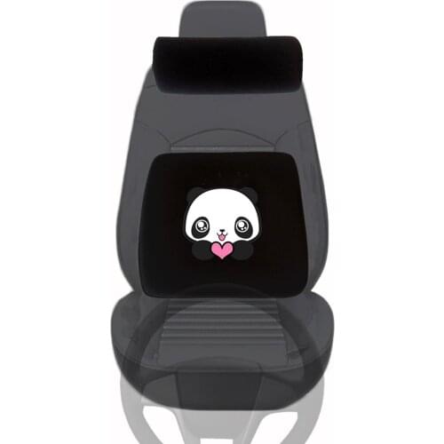 Custog Memory Foam Visco Waist Support Back Pillow and Cylinder Neck Pillow For Car Seat Panda