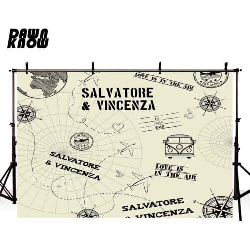 DAWNKNOW Cartoon Map Air Plane Photography Background Baby Photocall Photo Shoot Wedding Backdrop Children Photo Studio GY064