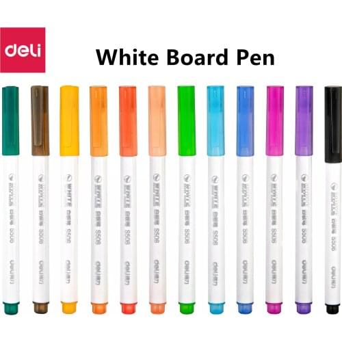 Deli 12 Colors Whiteboard Marker Non Toxic Dry Erase Mark Sign Fine Nib Set Supply Office School Supply Students