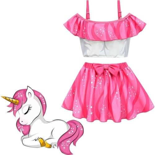 Girls Children Unicorn Tutu Clothes Sets Kids Princess Vestido Girl Birthday Two piece suit Party Clothing Fancy Cartoon Costume