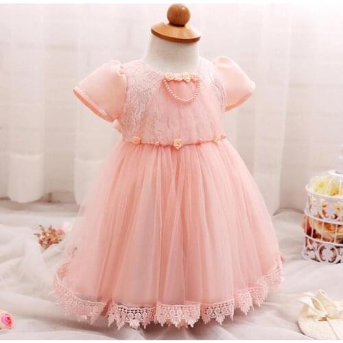 Baby girl princess flower dress for 0-12M infant pearl Tutu lace dress baby girls birthday party dress baby girl clothes