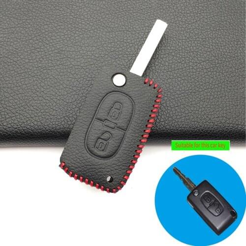For Peugeot 207 307 308 407 408 For Citroen C3 C4 C5 C6 C4L 2 Buttons Special Offer Leather Car Key Case Cover Protector Bag