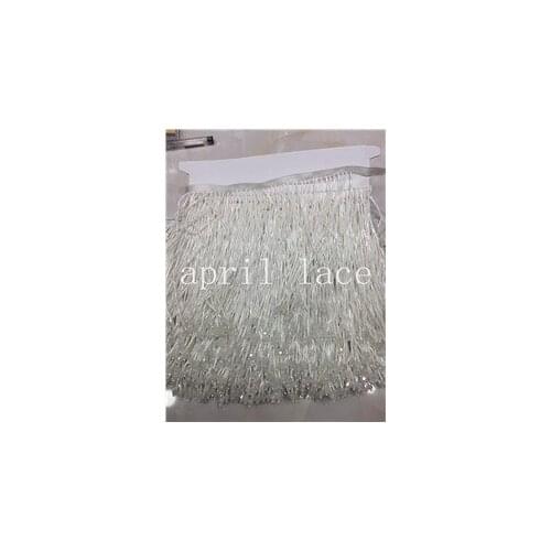 DX015# 5 yards /bag 15cm ivory cream color pendant beads ribbon fringe tassel for garment/decorative/wedding dress